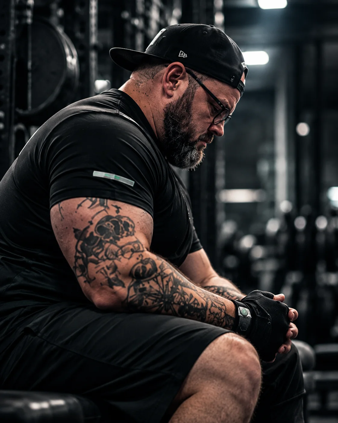 Lee setting up a barbell row in the gym